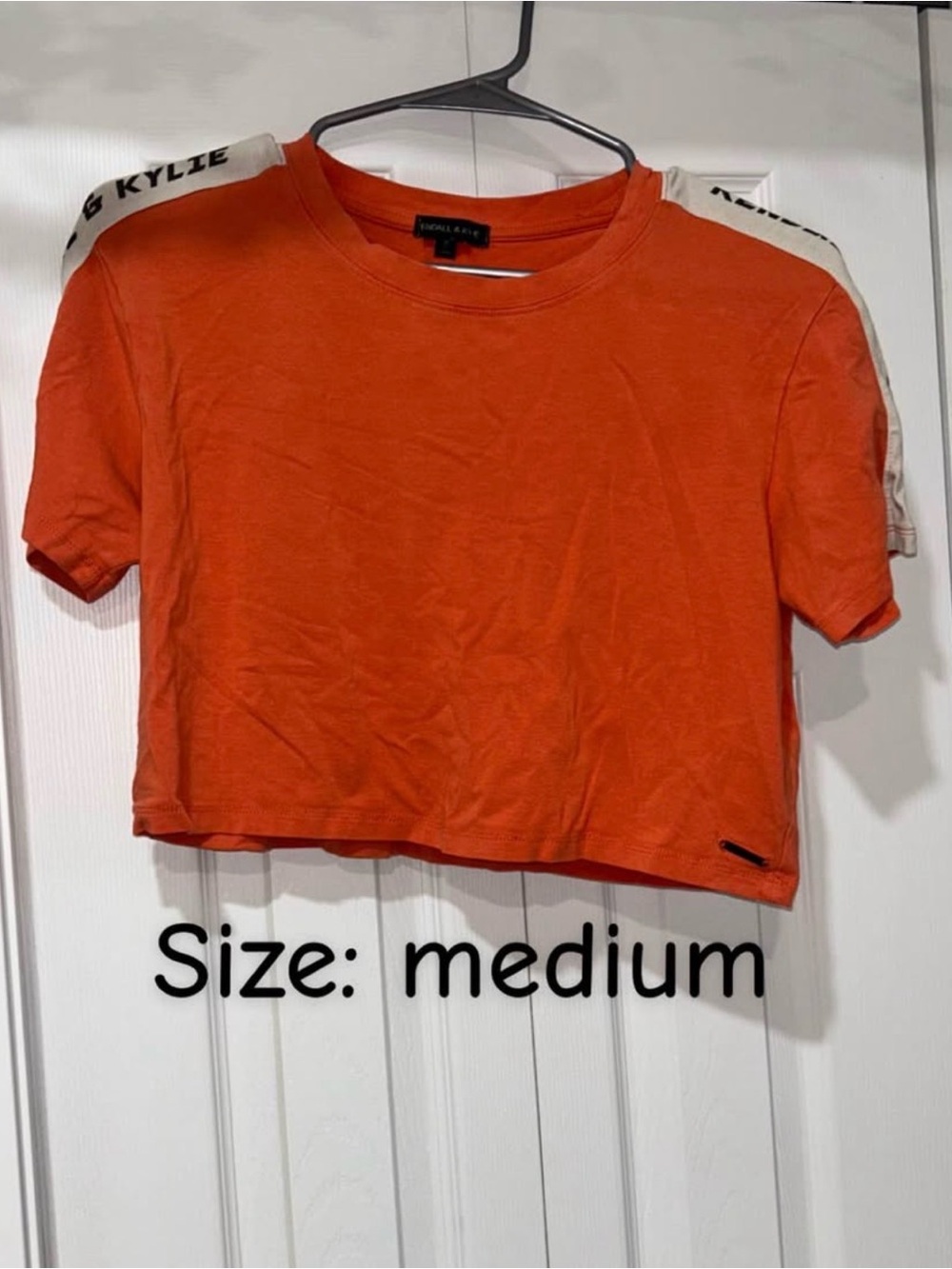 Orange Crop Tee with Cream Shoulder Stripe by